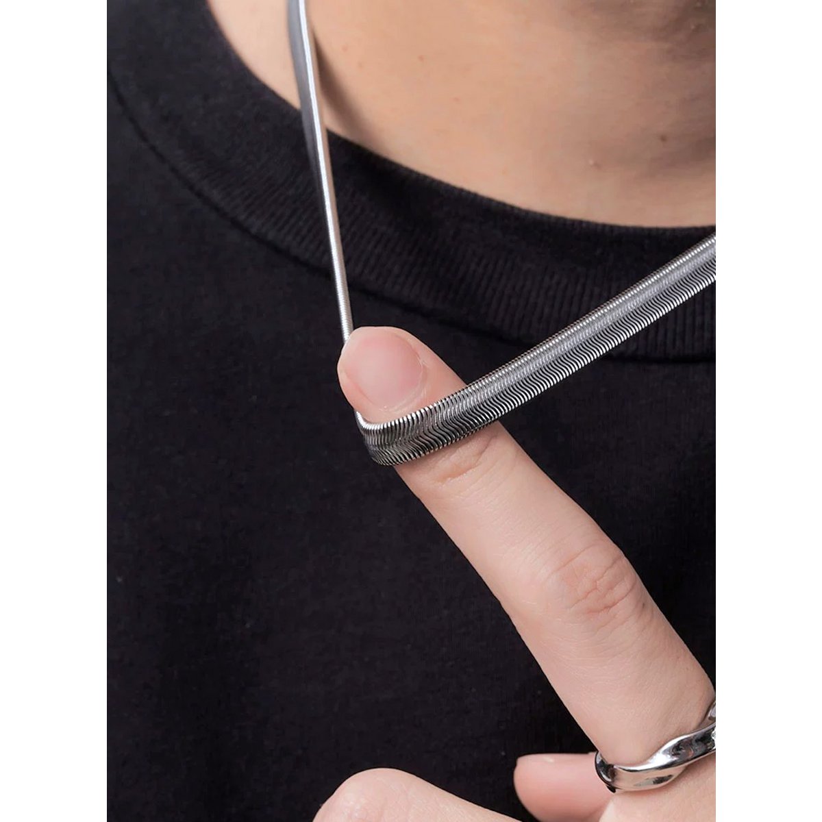 Zachte visgraatketting - 6 mm breed - voor heren - Sterling zilver