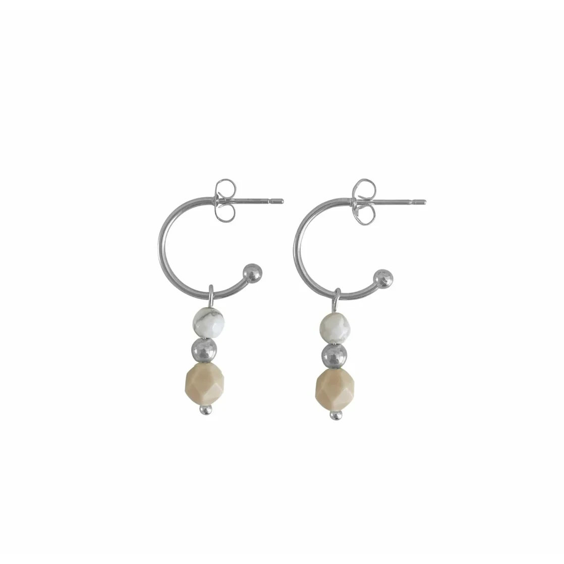 Pendientes Howlita y Jade - Plata