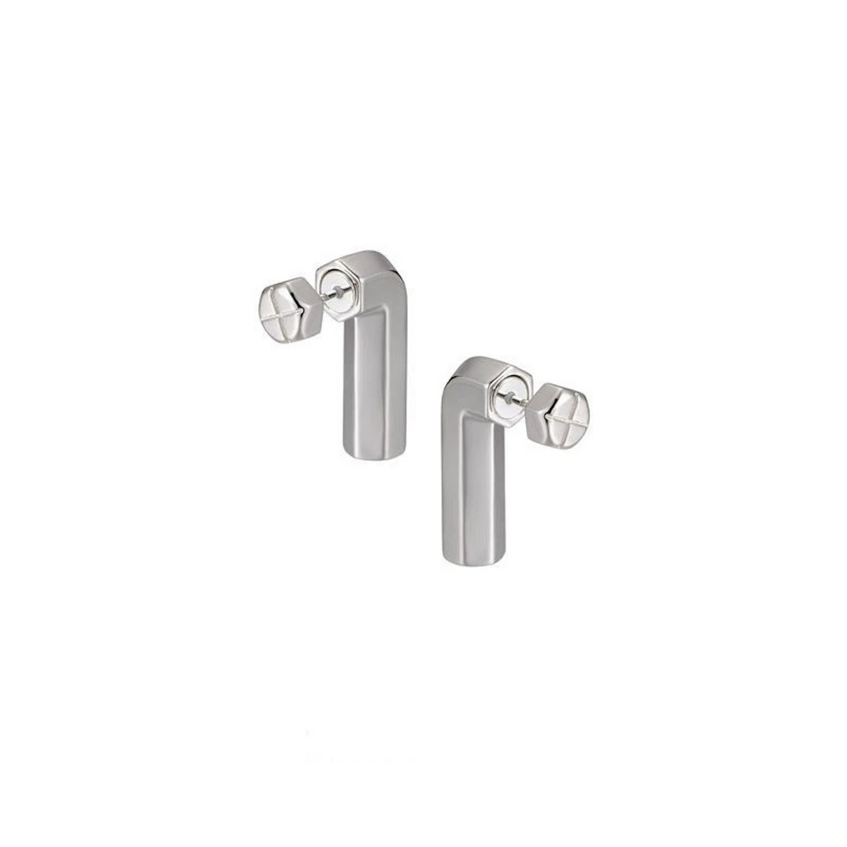Pendientes de plata únicos con diseño de tornillo.