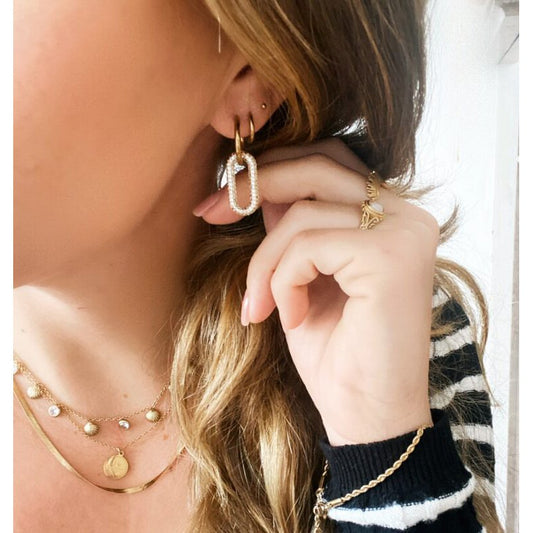 Glamour Lange Ovale Kristallen Oorbellen - Zilver