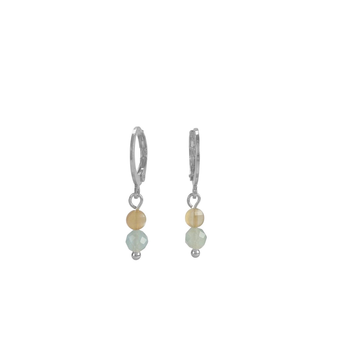 Pendientes Piedra Sol y Aguamarina - Plata
