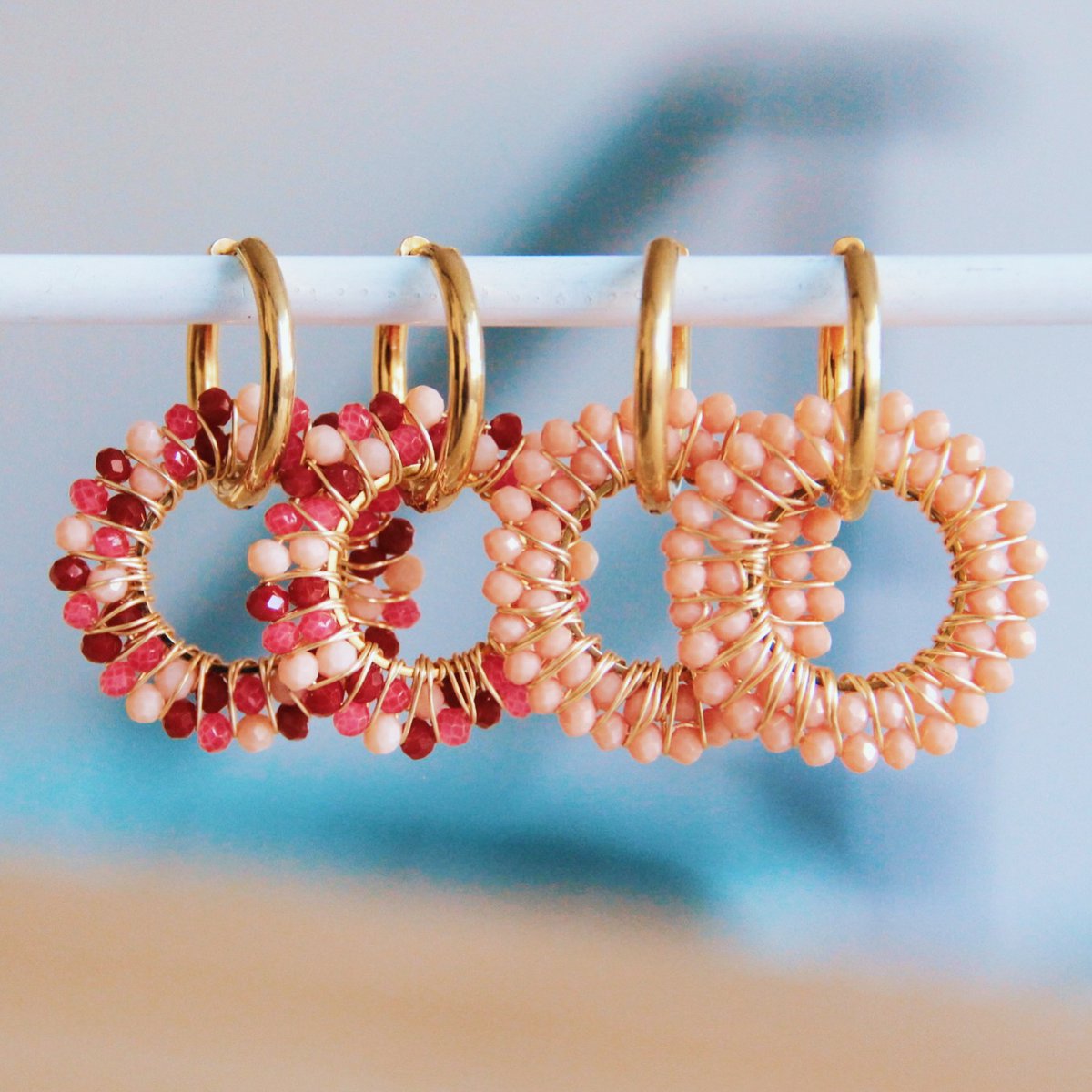 Oorbellen met Nude Facet Hanger - Goud