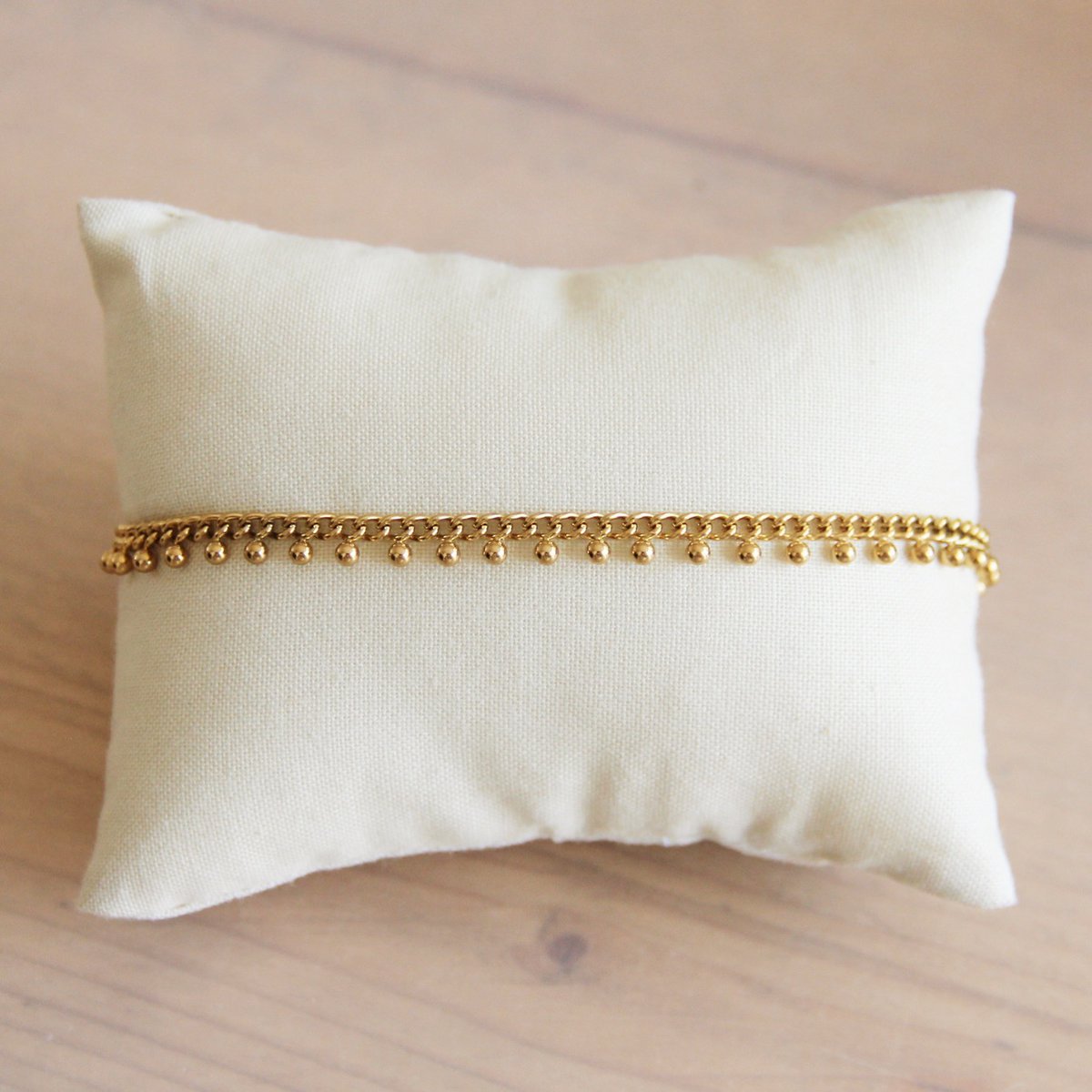 Pulsera de eslabones de acero con bolas - Oro