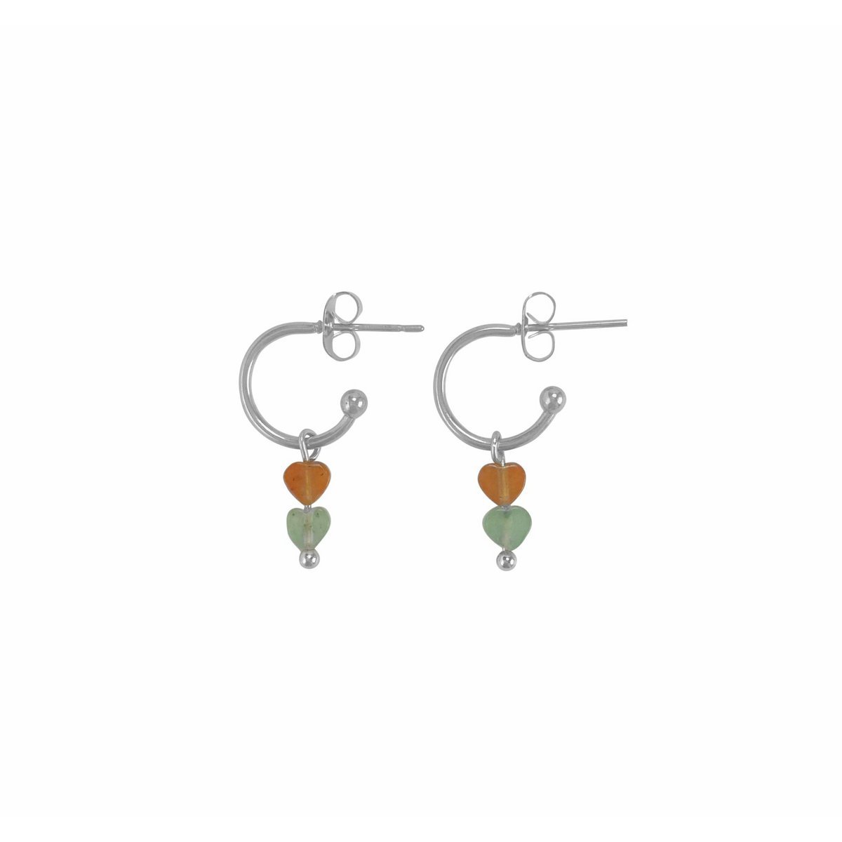 Pendientes Natural Beauty & Sweetheart con corazones de aventurina - Plata