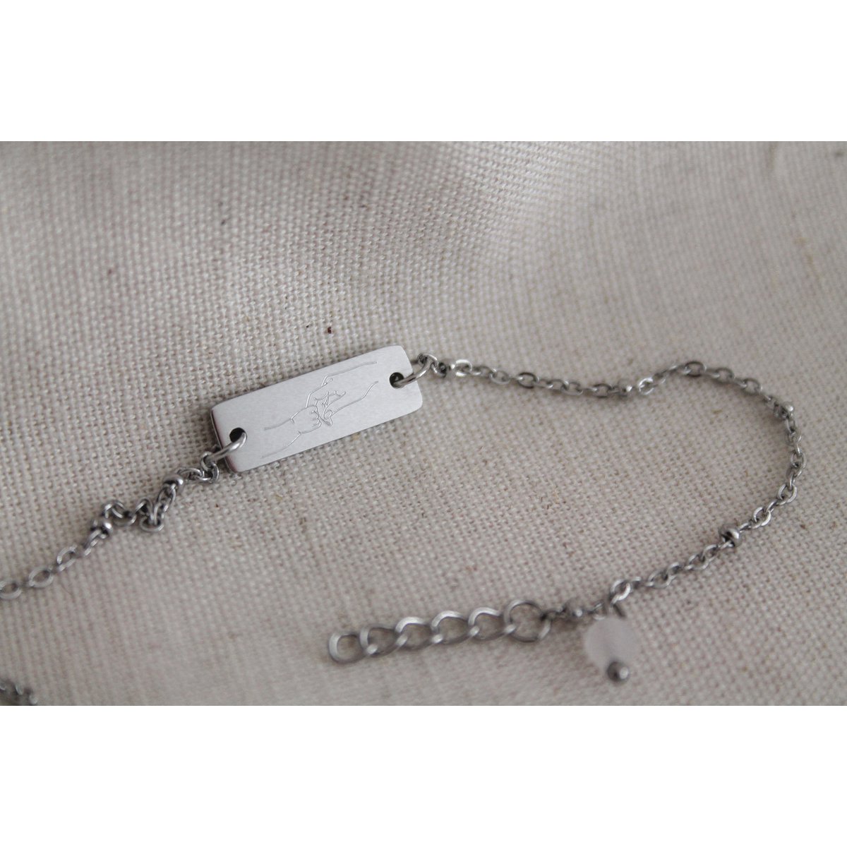 Rozenkwartssteen Armband Moeder en Kind - Zilver