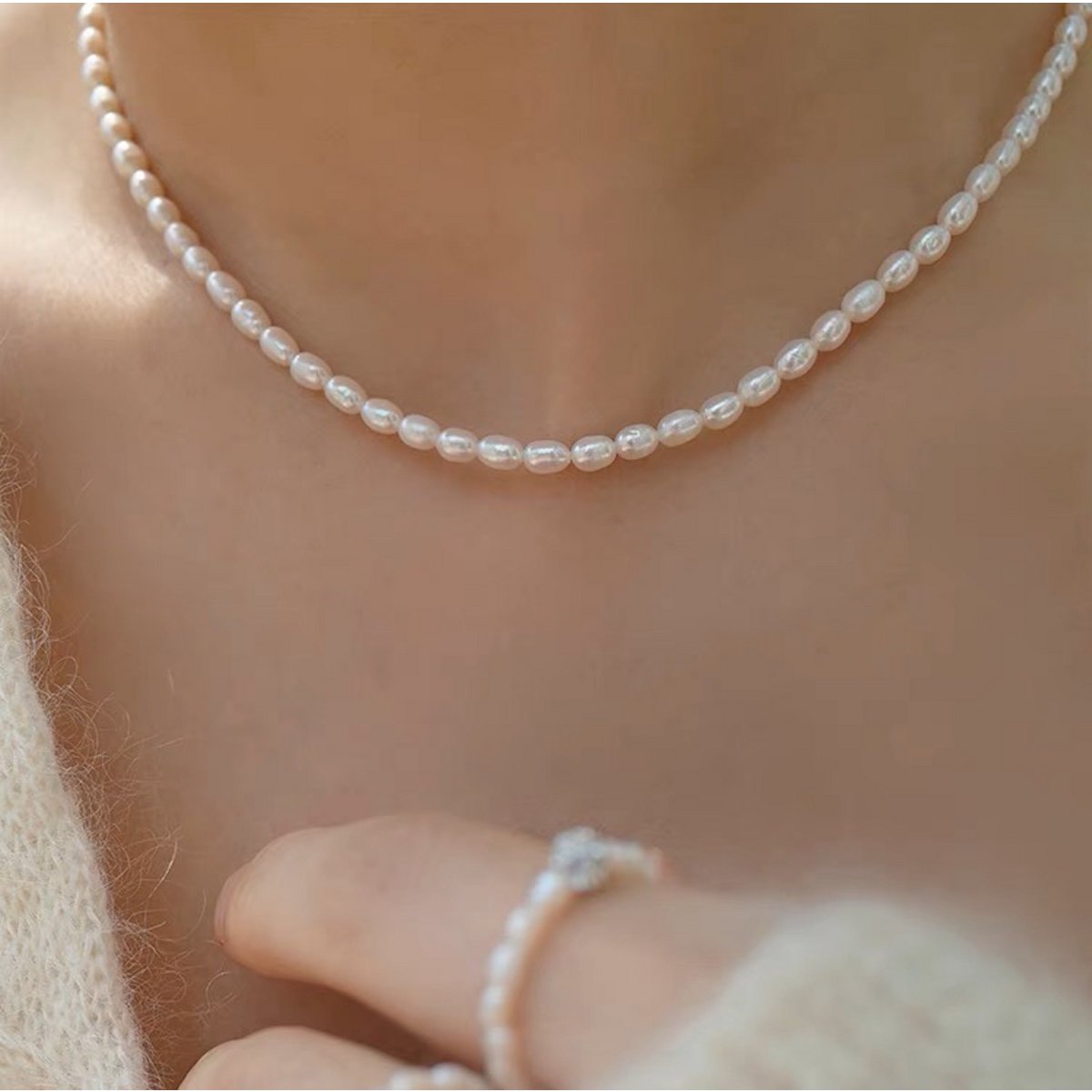 Klassieke Ketting met Zoetwater Parels - Verstelbaar