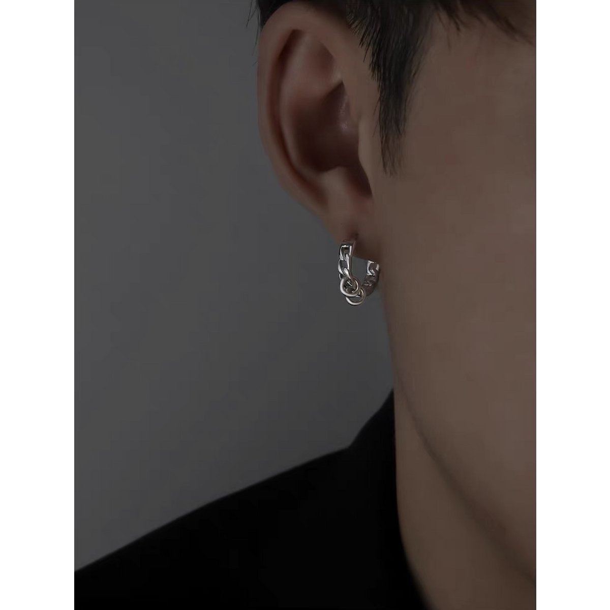 Pendientes de aro con cadena de plata de diseño único