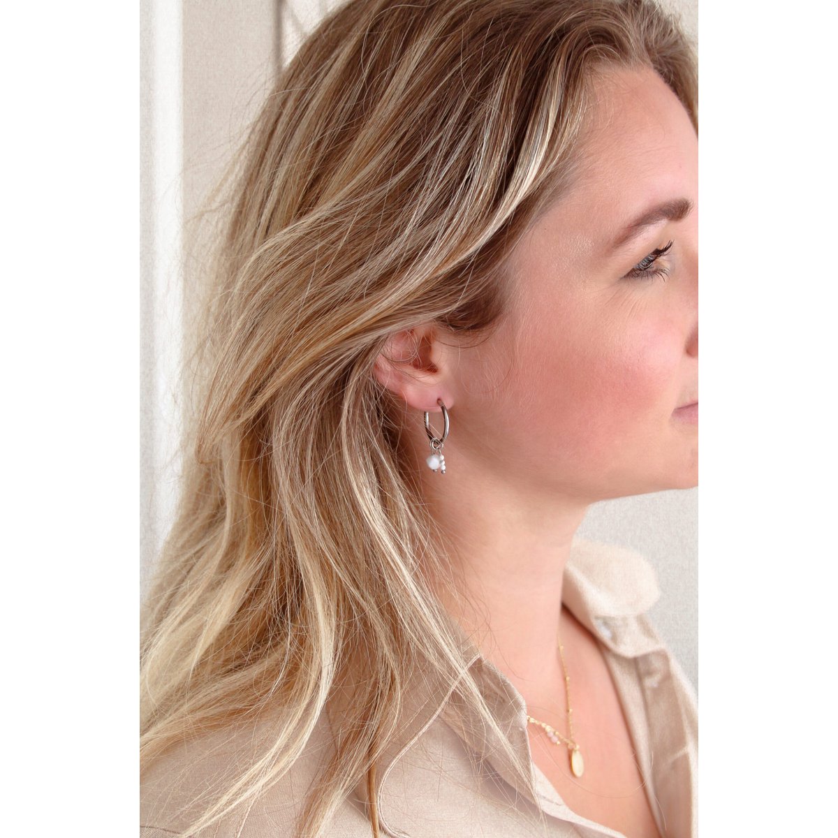 Pendientes de Plata con Howlita y Ónix - Plata