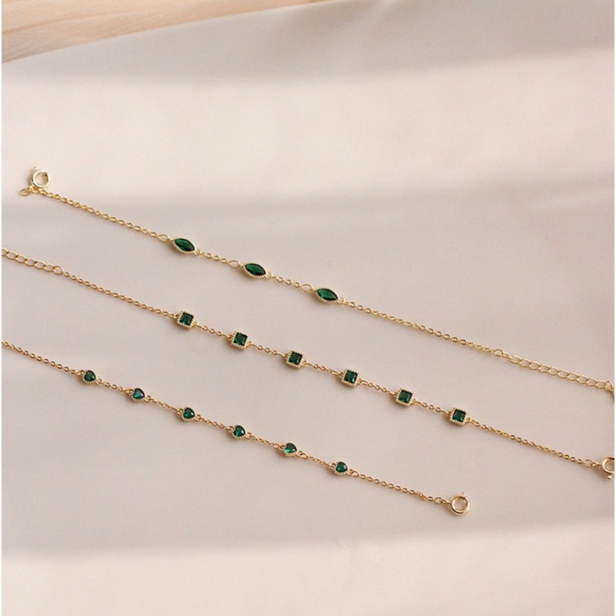 Royal emerald look elegante gouden vermeil armbanden