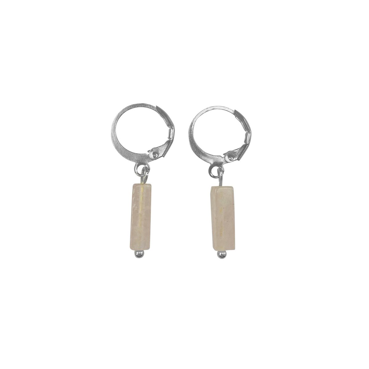 Pendientes Cuarzo Rosa - Plata