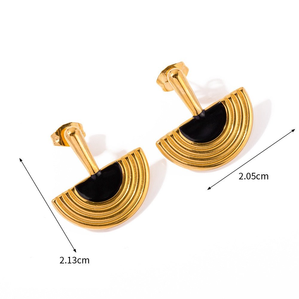 Pendientes redondos Rich Crescent - Esmalte negro