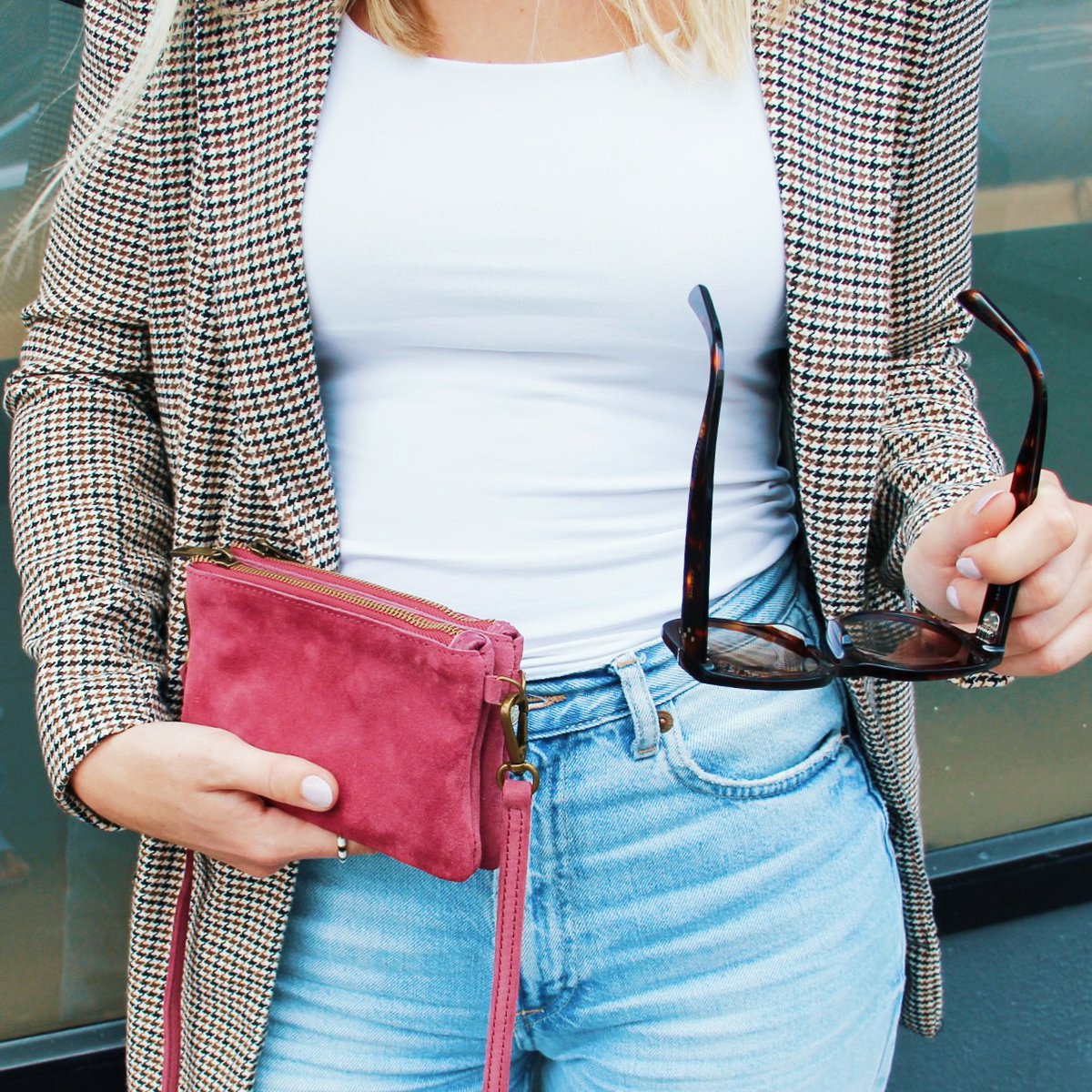 Leer Crossbodytas - Paars/Roze
