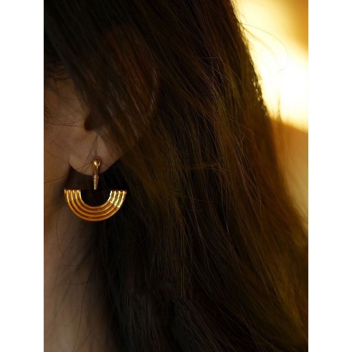 Pendientes redondos Rich Crescent - Esmalte negro