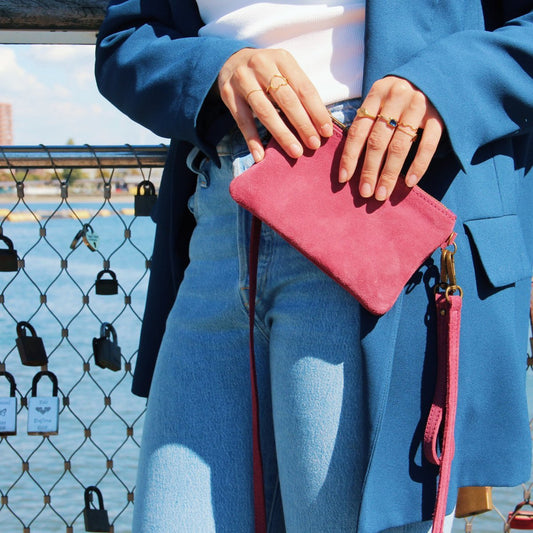 Leer Crossbodytas - Paars/Roze