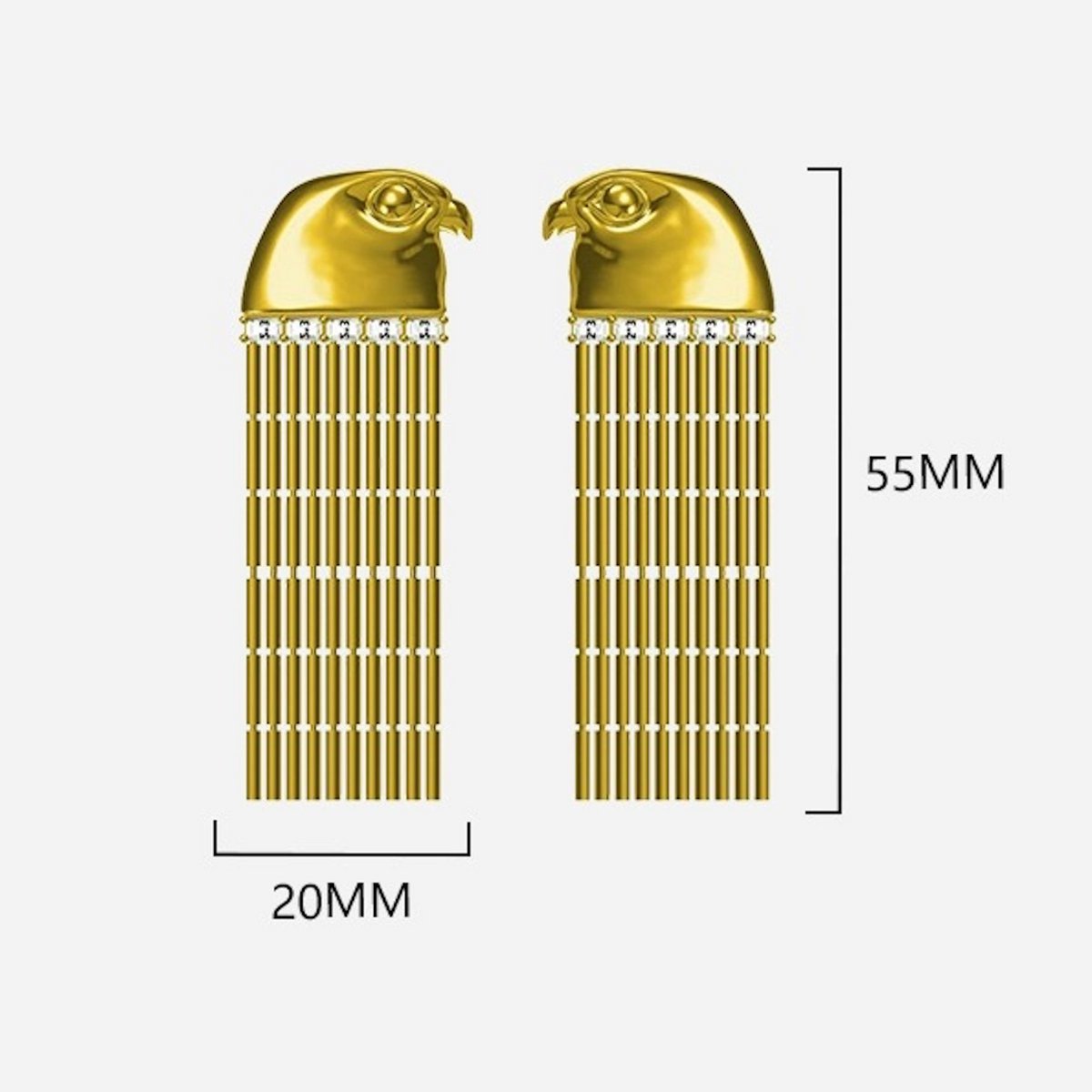 Pendientes de cabeza de águila con diseño de borla egipcia - Chapados en oro