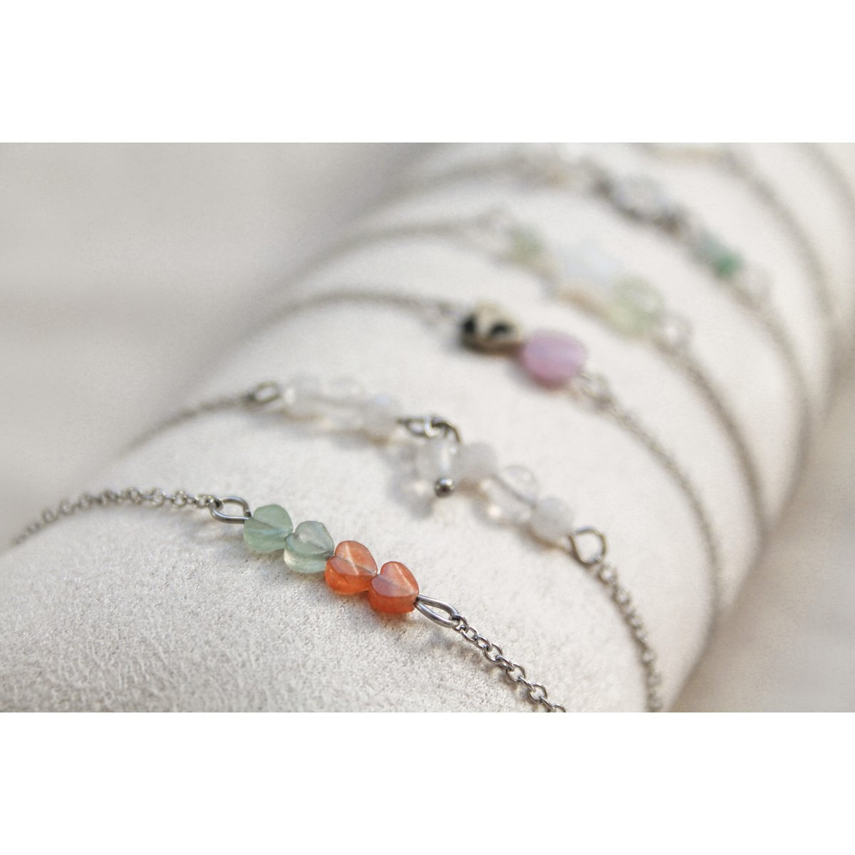Pulsera Piedra Luna y Piedra Guardiana - Plata