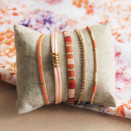 Miyuki armband Oranje/Nude/Zalm/Verguld
