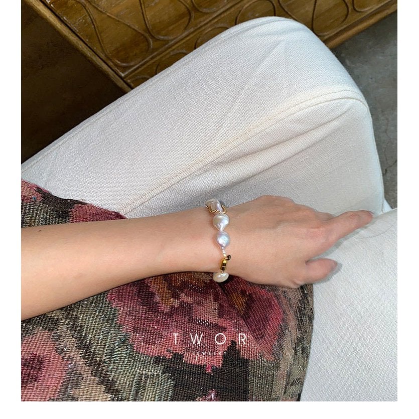 Unieke natuurlijke barokke parelmuntkralenarmband van AAAA-kwaliteit