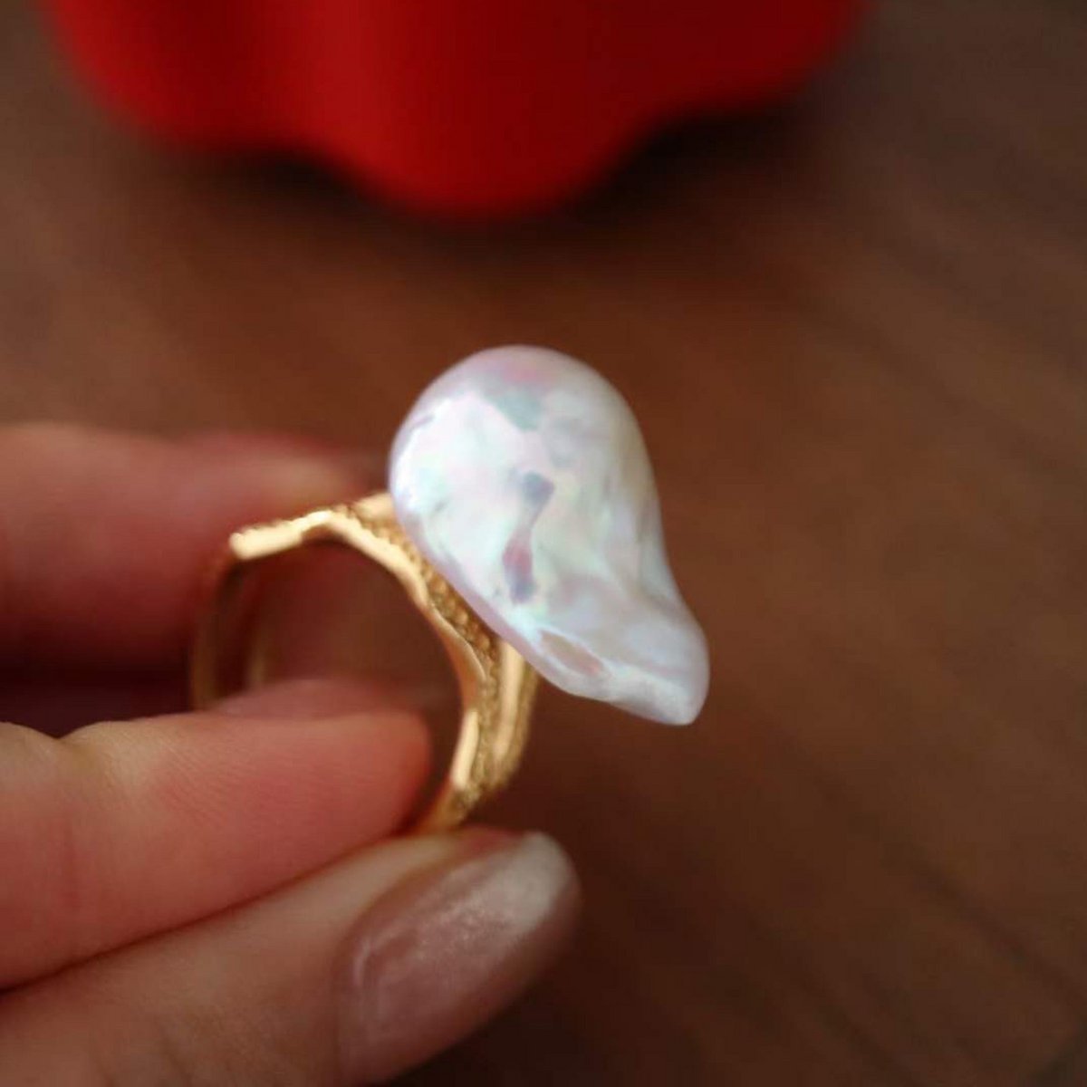 Grote Barokke Parel dubbele ring - Goud