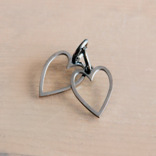 RVS oorbellen lang hartje - zilver