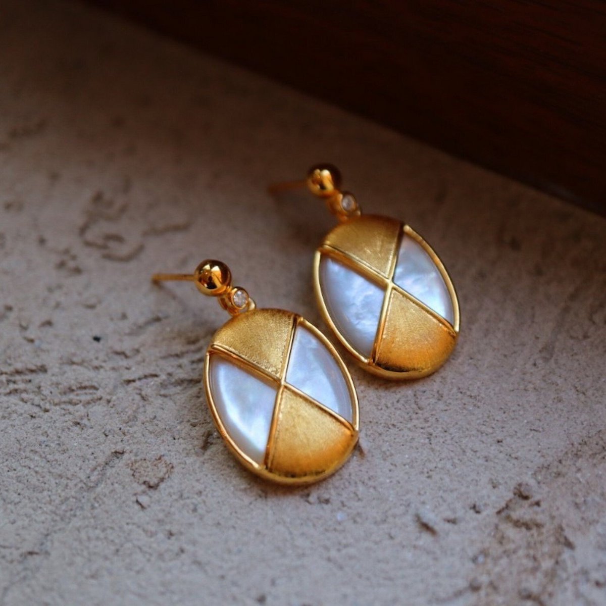 Pendientes vintage de madreperla - Oro
