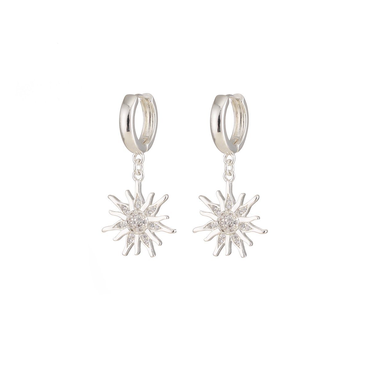 Pendientes pequeños de girasol: esplendor floral refinado - Plata