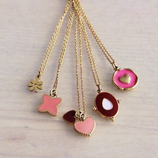 RVS fijne ketting met Mini Bloem - Goud