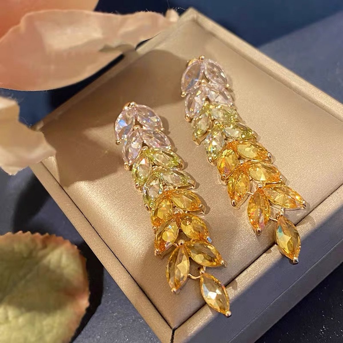 Pendientes largos con Hojas de Colores