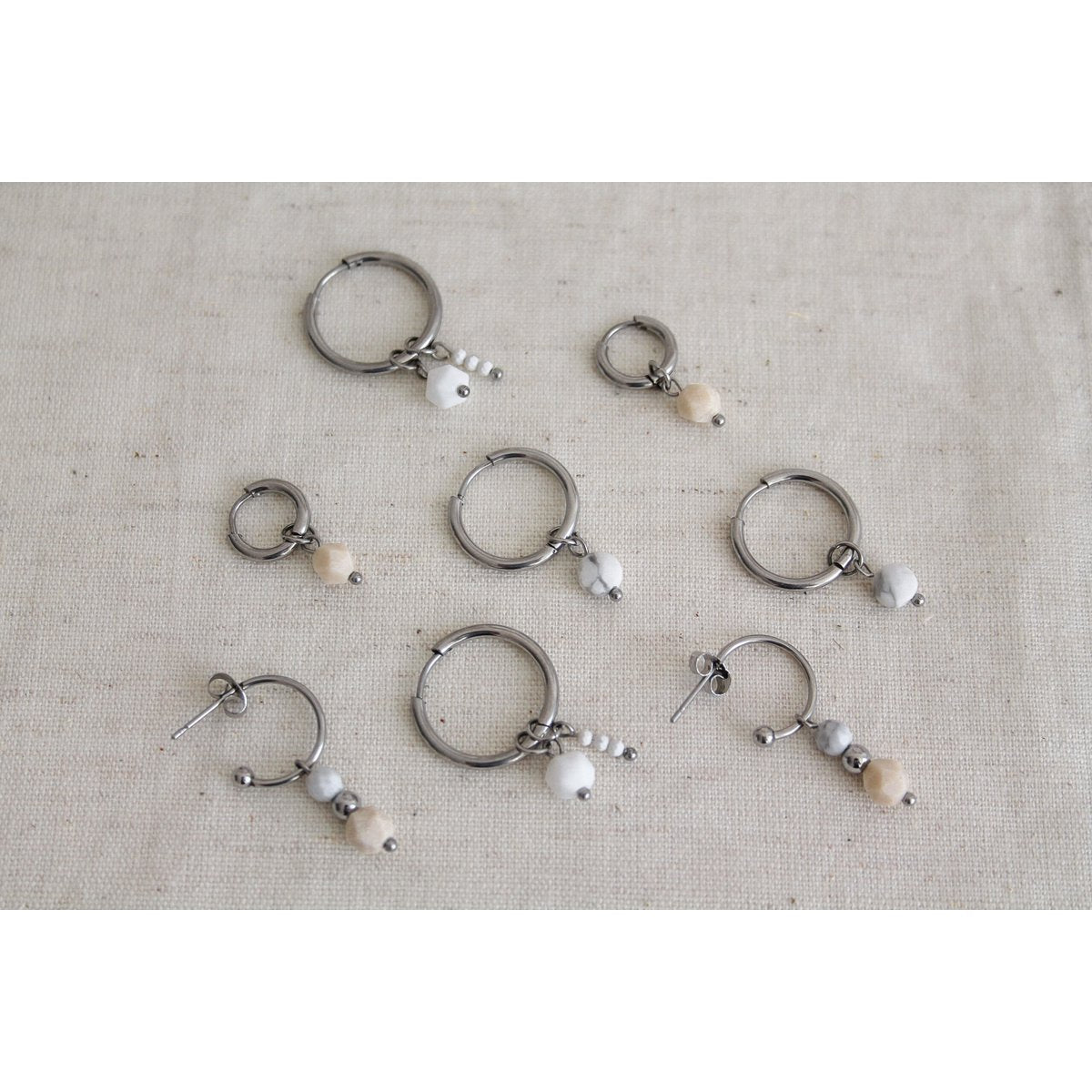 Pendientes Howlita y Jade - Plata