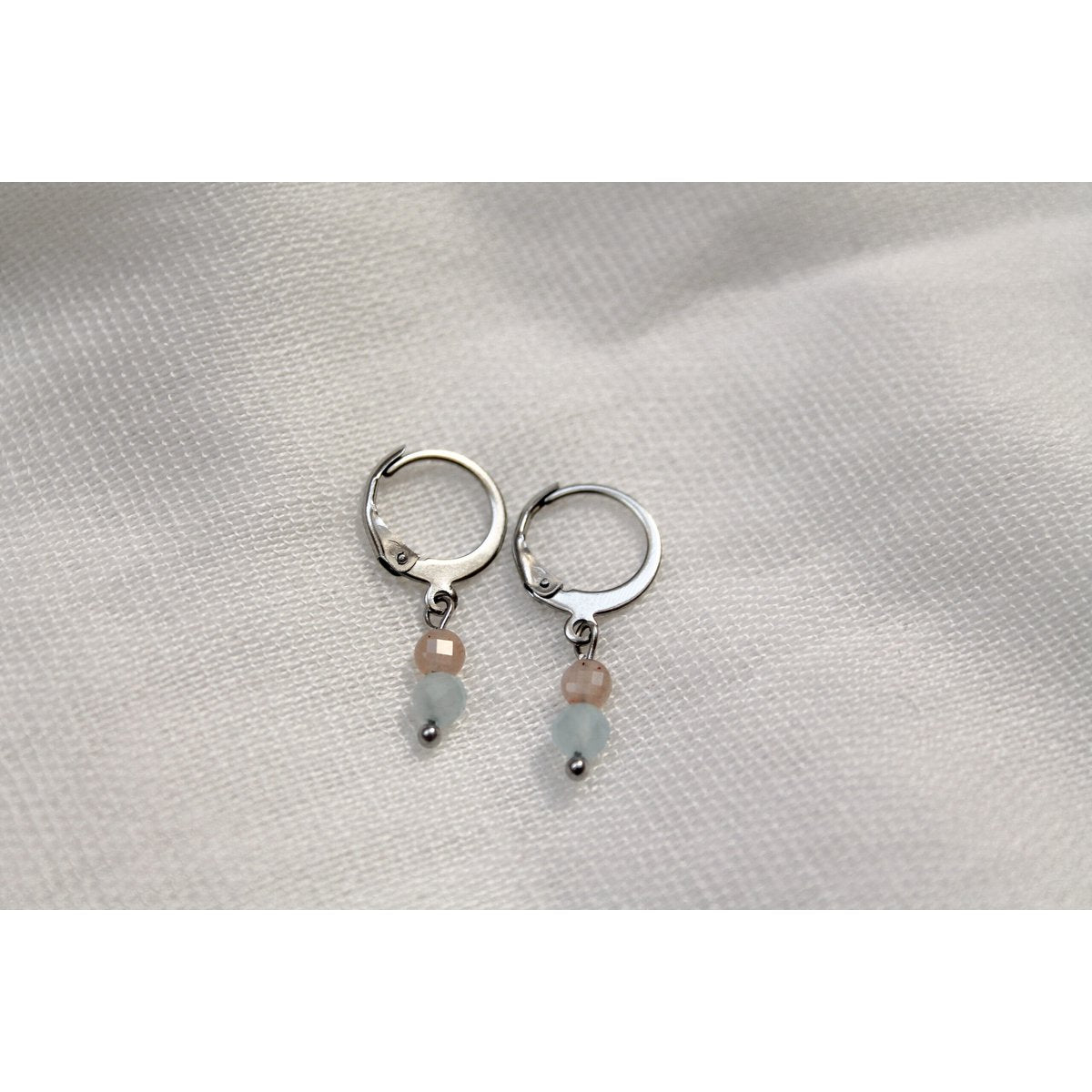 Pendientes Piedra Sol y Aguamarina - Plata
