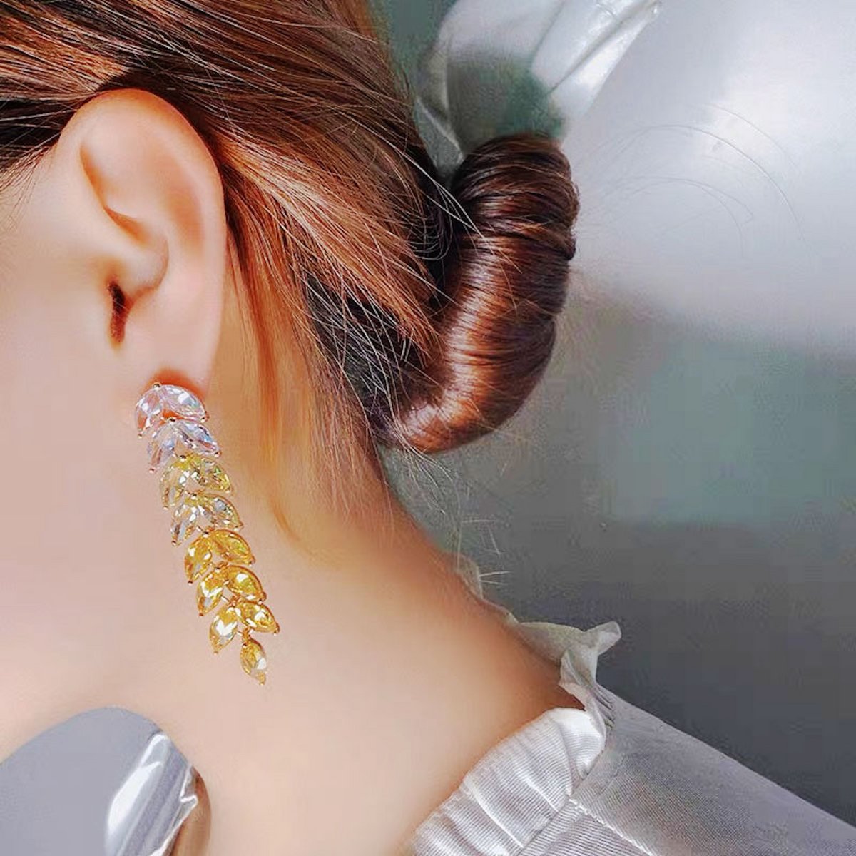 Pendientes largos con Hojas de Colores