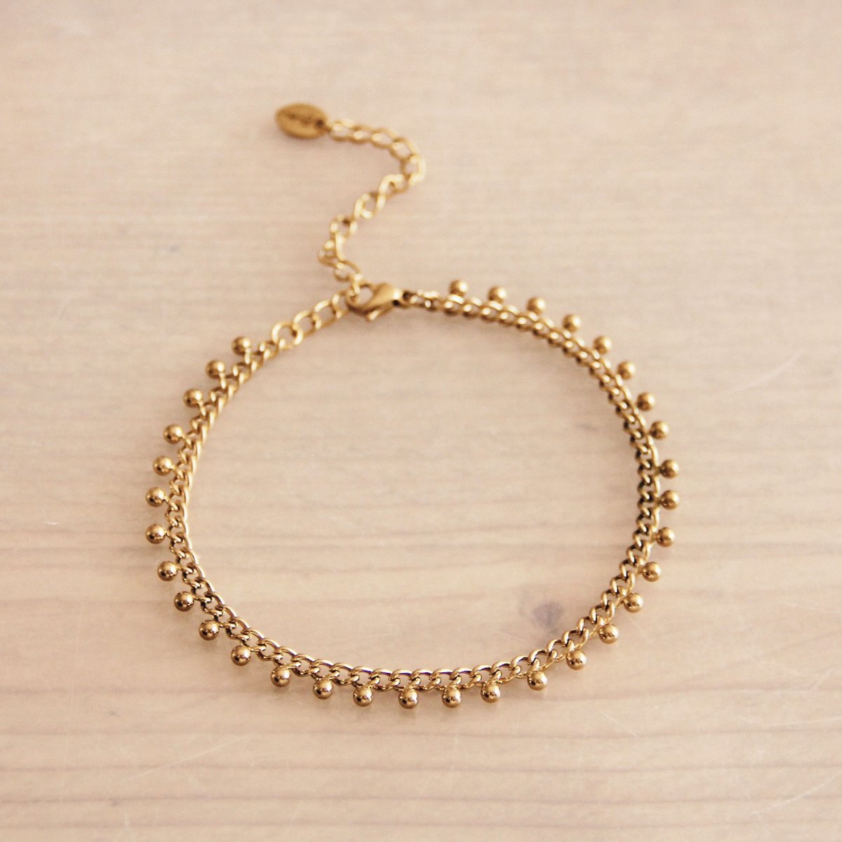 Pulsera de eslabones de acero con bolas - Oro