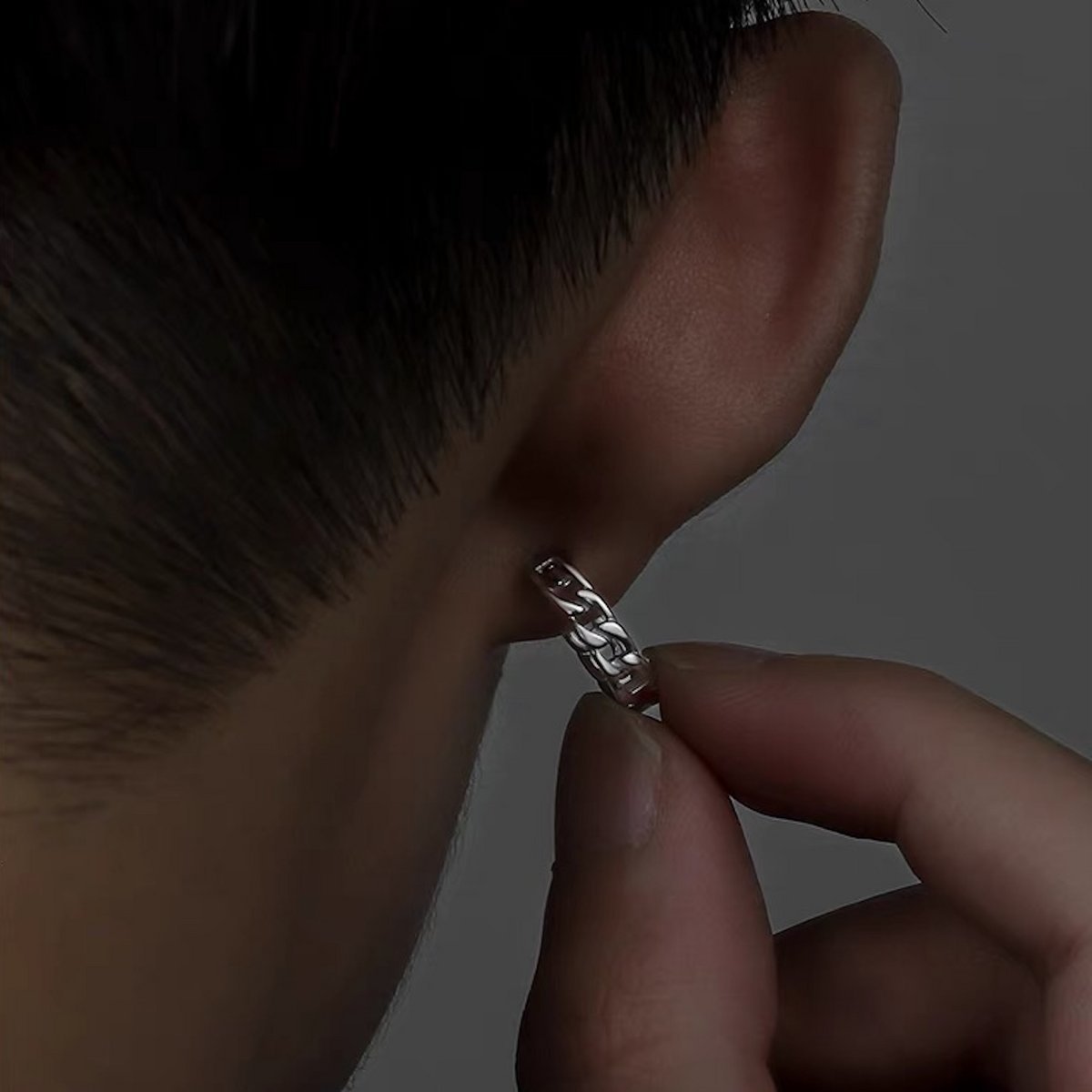 Pendientes de aro con cadena de plata de diseño único