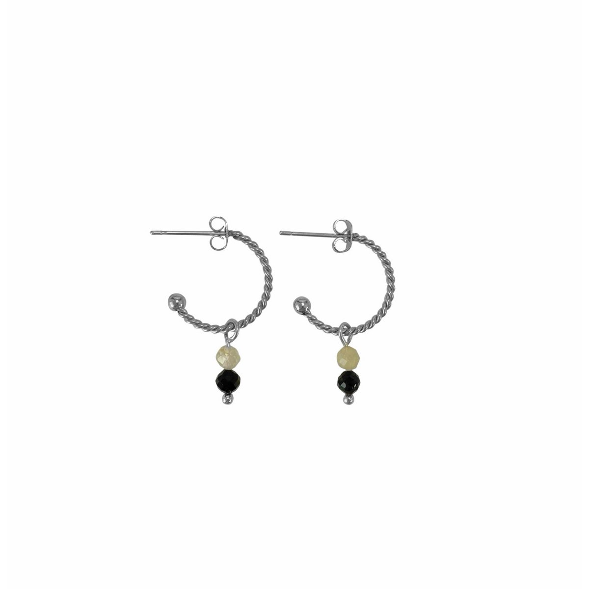 Pendientes Turmalina y Cuarzo Rutilado - Plata