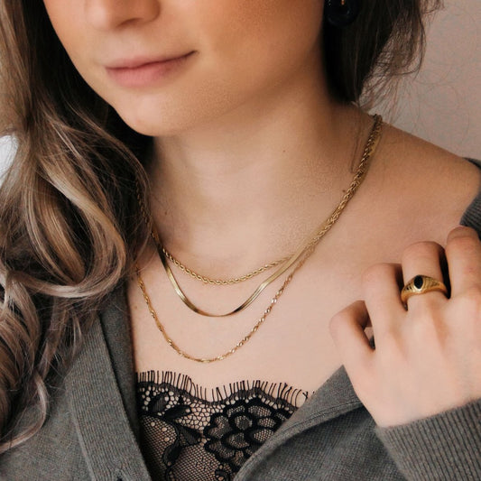 Roestvrijstalen kleine gedraaide ketting – goud