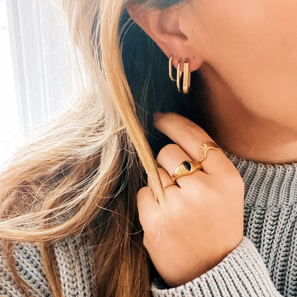 Pendientes ovalados "Anchos" - Oro