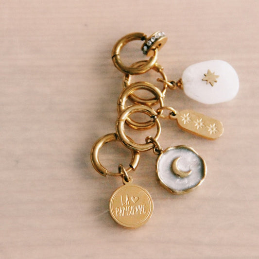 Pendientes de aro de acero inoxidable con etiqueta y estrellas – plateado