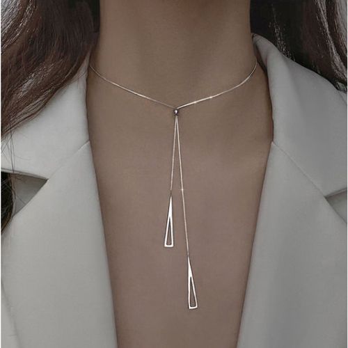 Subtiele Dubbele Driehoekhanger Ketting - Zilver