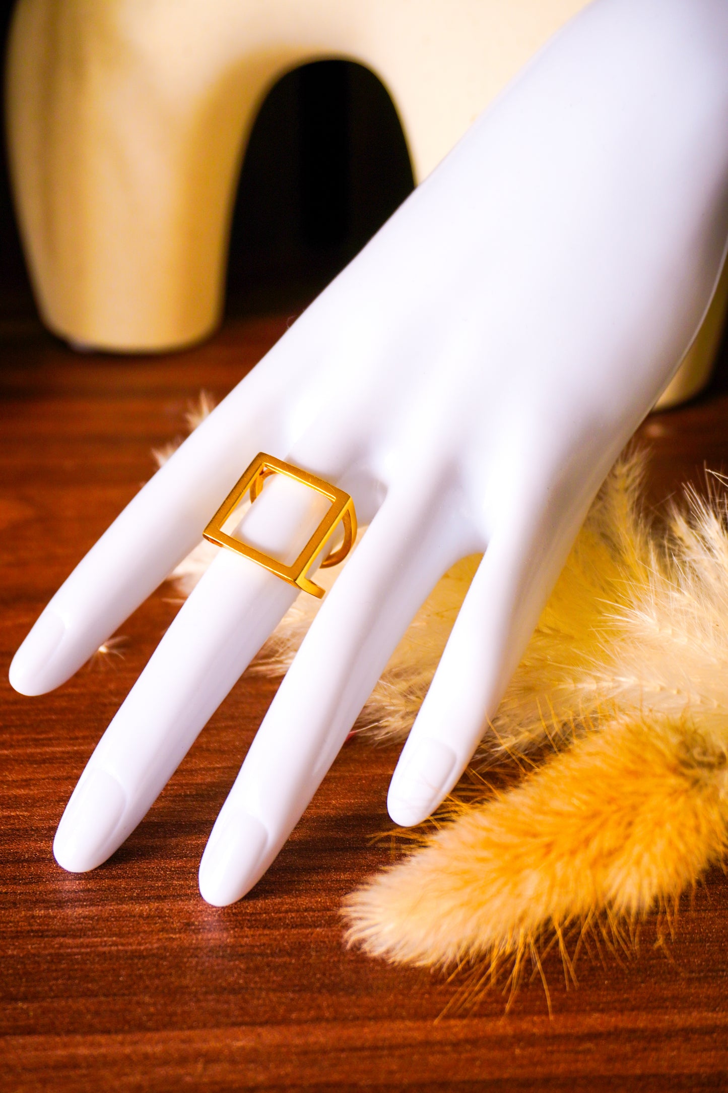 Stijlvolle Vierkante Ring - Sterling Zilver of Goud Vermeil