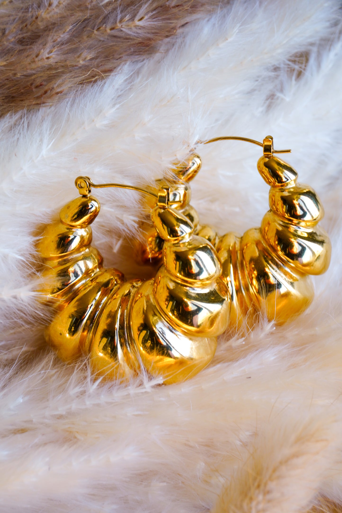 Oversized weelderige stijl Croissant vorm Oorringen - Goud