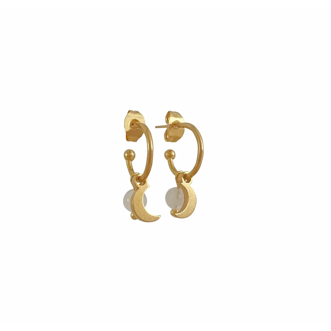 Oorbellen Moon & Moonstone - Goud