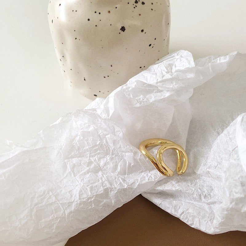Unique design double line gold and silver one piece ear cuff