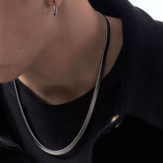 Cadena suave en espiga - 6 mm de ancho - para hombre - Plata de ley