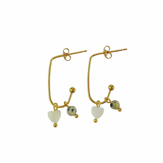 Oorringen Jaspis & Schelp Hartje - Goud