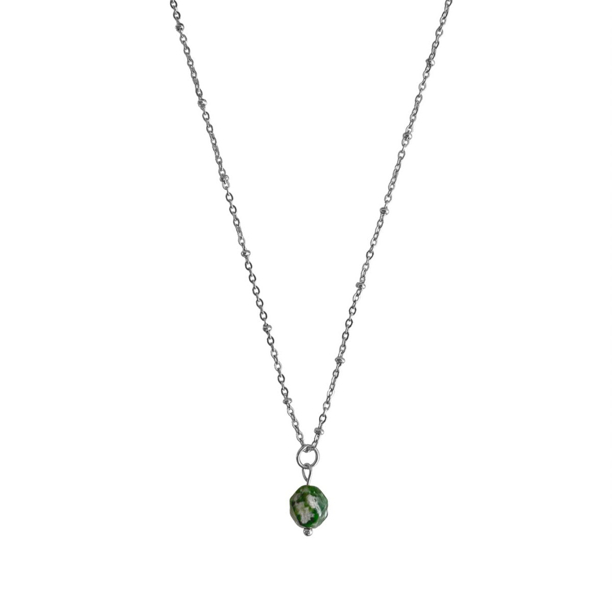 Green Spot Jasper Ketting - Zilver