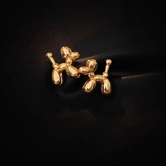 Unieke schattige puppy dikke kleine oorknop - goud en zilver