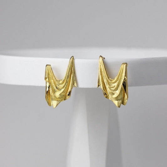 Unieke oormanchet - Zijden stoffen ontwerp - Goud Vermeil en Sterling Zilver - Eén stuk