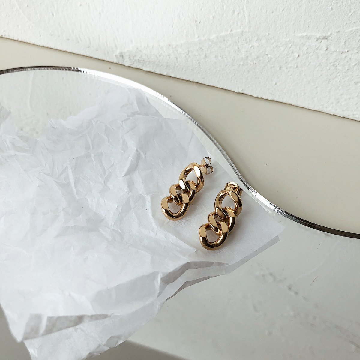 Elegante Ketting Schakel Oorbel - Goud