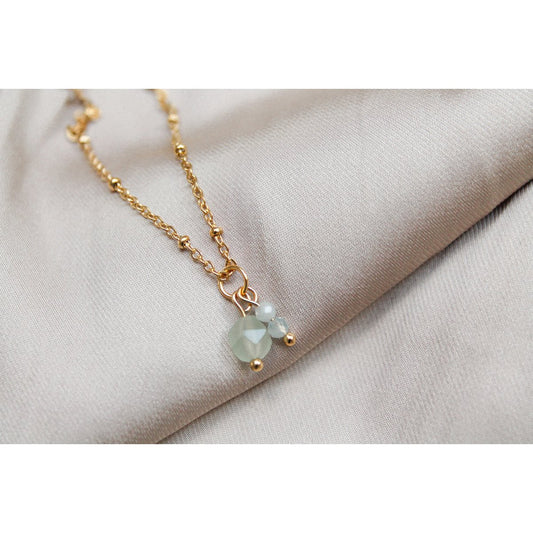 Ketting Aquamarijn & Aventurijn - Goud