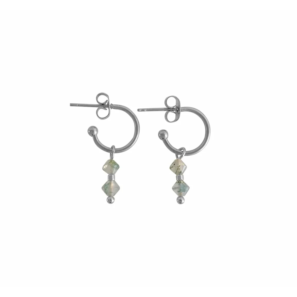 Moss Agate Oorbellen - Zilver